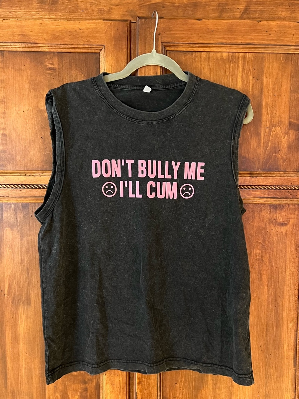 Weathered Black Graphic Tank | Don’t Bully Me 🙁 I’ll Cum 😕 | Size S | Unisex